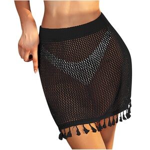 SHEIN Black Crochet Fringe Skirt